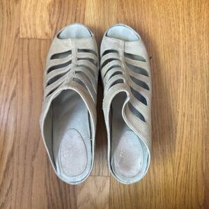 metallic wedge sandals